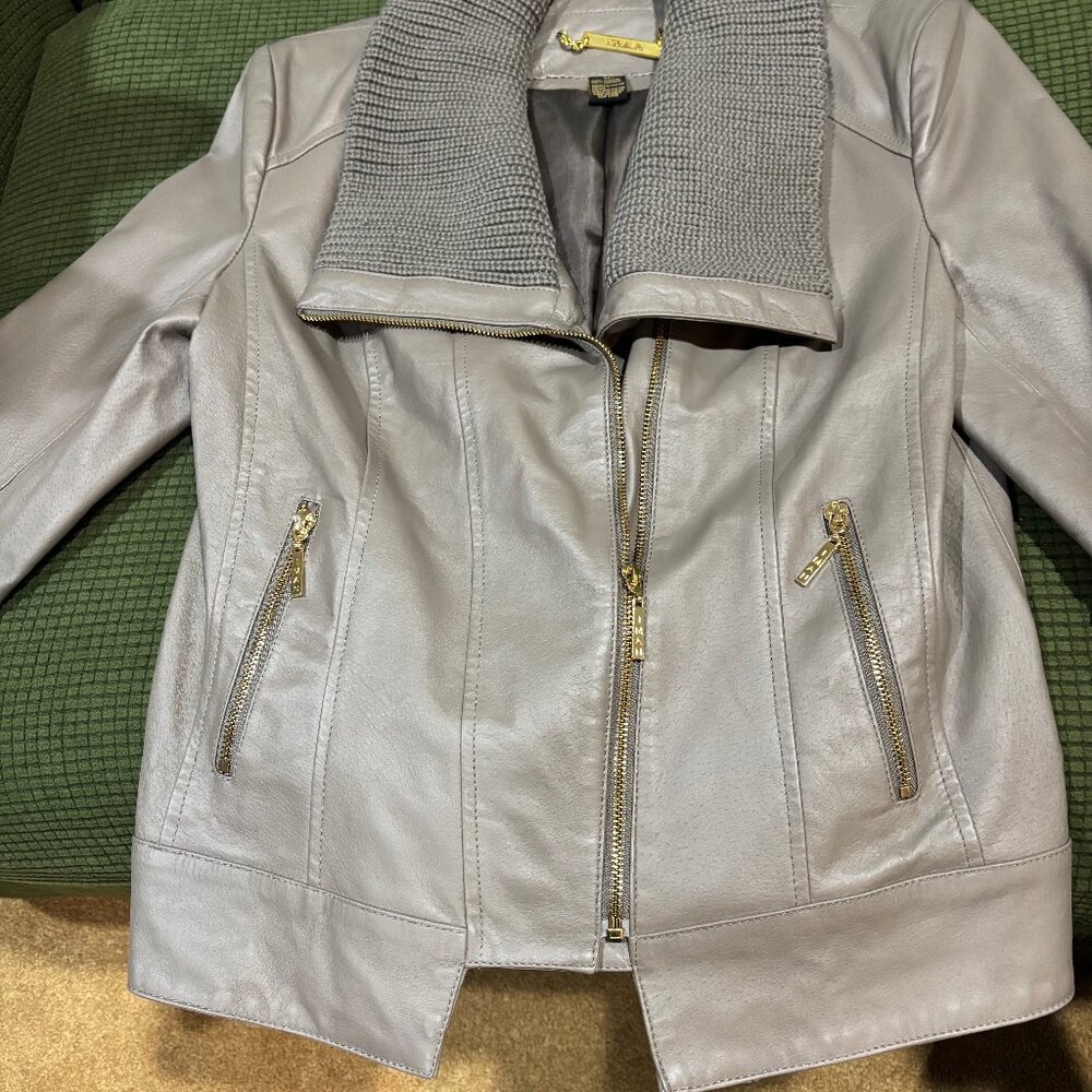 IMAN Grey Leather Jacket - Pre-owned  Excellent Condition Size M
